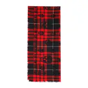 [Alexander Mcqueen] Alexander Mcqueen-Red Wool Kull On Tartan Foulard Scarf-Uomo OS OS
