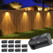 Solar Fence Lights Outdoor 12 Pack, Lens LED Fence Solar Light Outdoor Warm W...