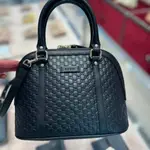 二手精品 古馳 GUCCI GUCCISSIMA 經典GG壓紋 手提包 斜背包 貝殼包 黑色 449654