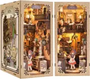 DIY Book Nook Kit, Miniature House Kit Booknook Bookshelf Decor with Dust Cover