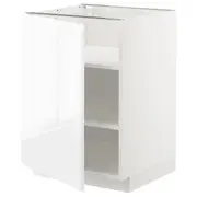 METOD base cabinet with shelves, white/Voxtorp high-gloss/white, 60x60x80 cm