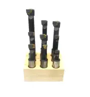 9PC BORING BARS FOR BORING HEADS 12MM SHANK BRAZED CARBIDE TIPS RDGTOOLS