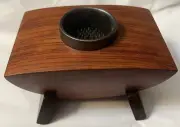 Vtg. Mid Century Joe Kovecses Hand Carved Wood Ikebana Flower Frog Vase Signed