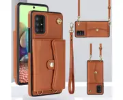 RFID Blocking Wallet Case for Samsung Galaxy A51 5G - Brown