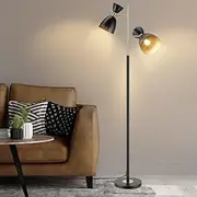 [Luxsuite] Floor Lamp Led Corner Light with Foot Pedal Switch Free Standing Lamp Rotating Head Lampshade & Metal Base Bedroom Living Room Office 164cm Height,Bulb Not Included Black
