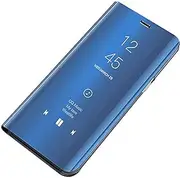 Emlivi Case for Samsung Galaxy S10e Mirror Mobile Phone Case Flip Protective Case Smart Clear Standing View Mirror Case Cover - PC Case Shockproof for Samsung Galaxy S10e Case (Blue)
