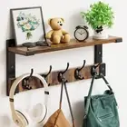 Wall Mounted Coat Rack with Shelf Entryway Hanging Shelf Key Holder