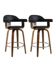 [Artiss] Wooden Bar Stools Set of 2 in Black