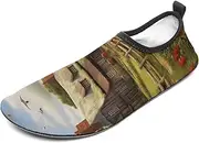 [BTCOWZRV] Water Shoes for Women Men Farm Thatched Cottage Water Sports Shoes Slip-on Breathable Lightweight Athletic Aqua Sock