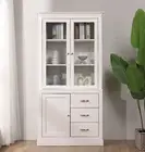 Merryluk Display Cabinet 3 Door 3 Drawer Cabinet Bookcase Cabinet H185.7 CM