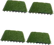 PHENOFICE 4pcs Artificial Turf Floor Plants Decor Plant Rug Fake Grass Tiles Backyard Moss Rug Artificial Grass Turf Interlocking Fake Grass Tile Outdoor Area Rug Moss Decor Plastic Green