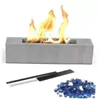 Tabletop Fire Pit, Portable Table Top Firepit, Concrete Indoor Gray-w/ Stones