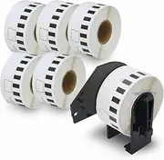BETCKEY - Compatible with Brother DK-22211 Label Rolls, 29mm(W) x 15.24m(L), Continuous Film Label Using for Brother QL Label Printers [6 Rolls/Continuous Label - 1 Reusable Label Holder]