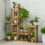 Fin Solid Wood Plant Stand Corner Flower Display Shelf Ladder Rack Fr Indoor Outdoor