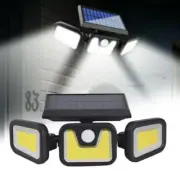 3 Head 100LEDs Solar Motion Sensor Light Outdoor Garden Wall Security Flood Lamp