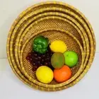 5 Pieces Bamboo Bread Basket Serving Basket Handmade Stackable Rustic Picnic