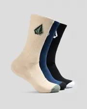 [Volcom] Volcom Men's Full Stone Mix Socks 3 Pack in Pale Khaki One Size Pale Khaki