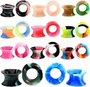 [Decentraland] 11 Pairs 3 mm(8 G) Mixed Color Silicone Thin Double Flared Hollow Ear Stretcher Set Expander Soft Ears Gauges Tunnels Plugs Gage Stretching Earrings Body Piercing Jewelry Kit Women Men