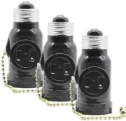 Screw Base Light Bulb Socket Adaptor Converter To 2pc 110V Ac Plug Outlets NEW..