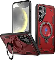 [ELEPIK] for Samsung Galaxy A35 5G Case with 360° Rotating Stand, [Compatible with MagSafe] [Wireless Charging Compatible] Military Grade Protective Phone Cover for Galaxy A35 5G, Red