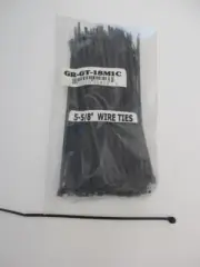 (100 or 1000) 5-5/8" UV Resistant BLACK Nylon Cable Wire ZIP Ties GT-18M1 18 lbs