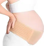 Checkzed Pregnancy Belt - Back Support Band for Maternity, All Stages of Pregnancy & Postpartum Belly Belt (Beige) - Gestation Belts Support for Mom Presents,Abdominal Binder