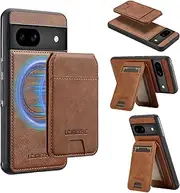GoshukunTech for Google Pixel 8a 5G Wallet Case,for Pixel 8a Flip Case with Vertical Flip Card Slots PU Leather Detachable Phone Cover[Support Magsafe or Wireless Charging]-Brown