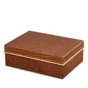 Aerin Classic Croc Embossed Leather Small Box in Chestnut