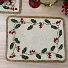 Set of 6, Handmade beaded placemat, Gold cream, table mat