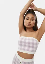 Lilac Higher Fashion Gingham Tube Top