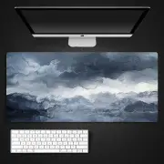 ANYMOB Mouse Pad Black White 350X600X2MM Abstract Marble Computer Keyboard Pad Non-Slip Rubber Mat