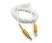 3.5mm Replacement Audio AUX Cable Coiled Cord for Marshall Woburn Kilburn II Speaker Male to Male Jack - White