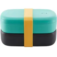 在飛比找momo購物網優惠-【LEKUE】可微波便當盒組 綠黑500ml(環保餐盒 保鮮