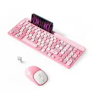 Wireless Keyboard and Mouse Combo Retro Wireless Keyboard with Round Keycaps ...