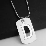 Stainless Steel Initial Pendant Necklace Alphabet Letter D.