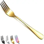 Gold Dinner Forks of 12, Berglander 7.9" Stainless Steel Titanium Shiny Gold Plating Fork And Spoons Silverware, Golden Table Forks Set Sturdy And Dishwasher Safe