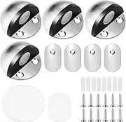 Magnetic Door Stoppers, 4 PCS Floor Mounted Half Moon Door Stops for Home, Office, Wall Door Protection (1.77x0.98 in)