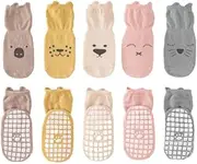 [TuoYi] Baby Non Slip Grip Socks,Unisex Anti Skid Crew Slipper Crawling Socks for 0-2 Years Old Girls and Boys,5 Pairs