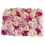 Flower Wall Panel 23" x 15" Artificial Roses Hydrangeas for Wedding & Party