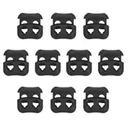 10pcs Spring Cord Lock Elastic Toggle Stopper Double Hole String Fastener, Black