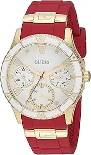 [GUESS] Gold-Tone + Iconic Red Stain Resistant Silicone Watch
