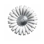 Georg Jensen Silver Daisy Brooch w/ White Enamel - 43 mm