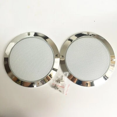 6.5" Speaker Cover Metallic Silver ABS Frame White Mesh Grill Car Audio DJ PA
