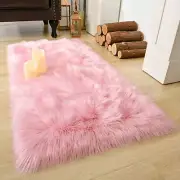 Soft Fluffy Faux Fur Rugs for Bedroom Bedside Rug 2x4 Feet, Washable, Furry S...