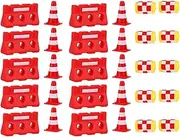 Kisangel 30pcs Mini Traffic Cones and Fences Playset Educational Models for Traffic Includes Cones Barriers and Buckets