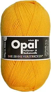 Opal Uni (425m) 4-Ply Yarn - Wool-Blend, Bright Solid Colours Yarn for Warm Socks and Sweaters, 5182 Sonnengelb, 1 x 100g