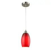 GLAZE Pendant Lamp Light Interior ES Red Glass Ellipse with swirls OD120mm