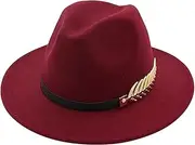 [Generic] Hunting Apparel Hat Wool Hat Women Men Unisex Hat Steam Punk Hat Top Hat Fashion Ribbon Decorative Hat Trapper Hat Gloves Men (#A-Wine, One Size)