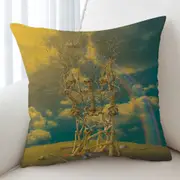 Cool Dark Art Human Skeletons Tree Under the Rainbow Cushion Cover