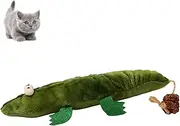 DAFORERAL Catnip Cat Plush Toy, Green Alligator Design with Soft Fabric and Chewable Tail Ball, Interactive Self-Play Toy for Indoor Cats